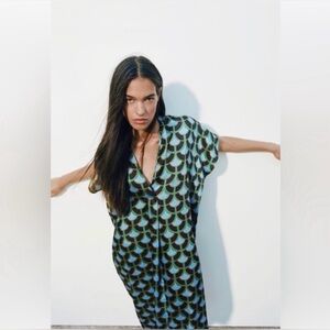 Zara Printed Tunic Geometric Dress Size M